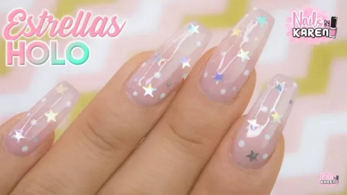 Fashion Uñas TRASLÚCIDAS con ⭐ HOLOGRÁFICA 