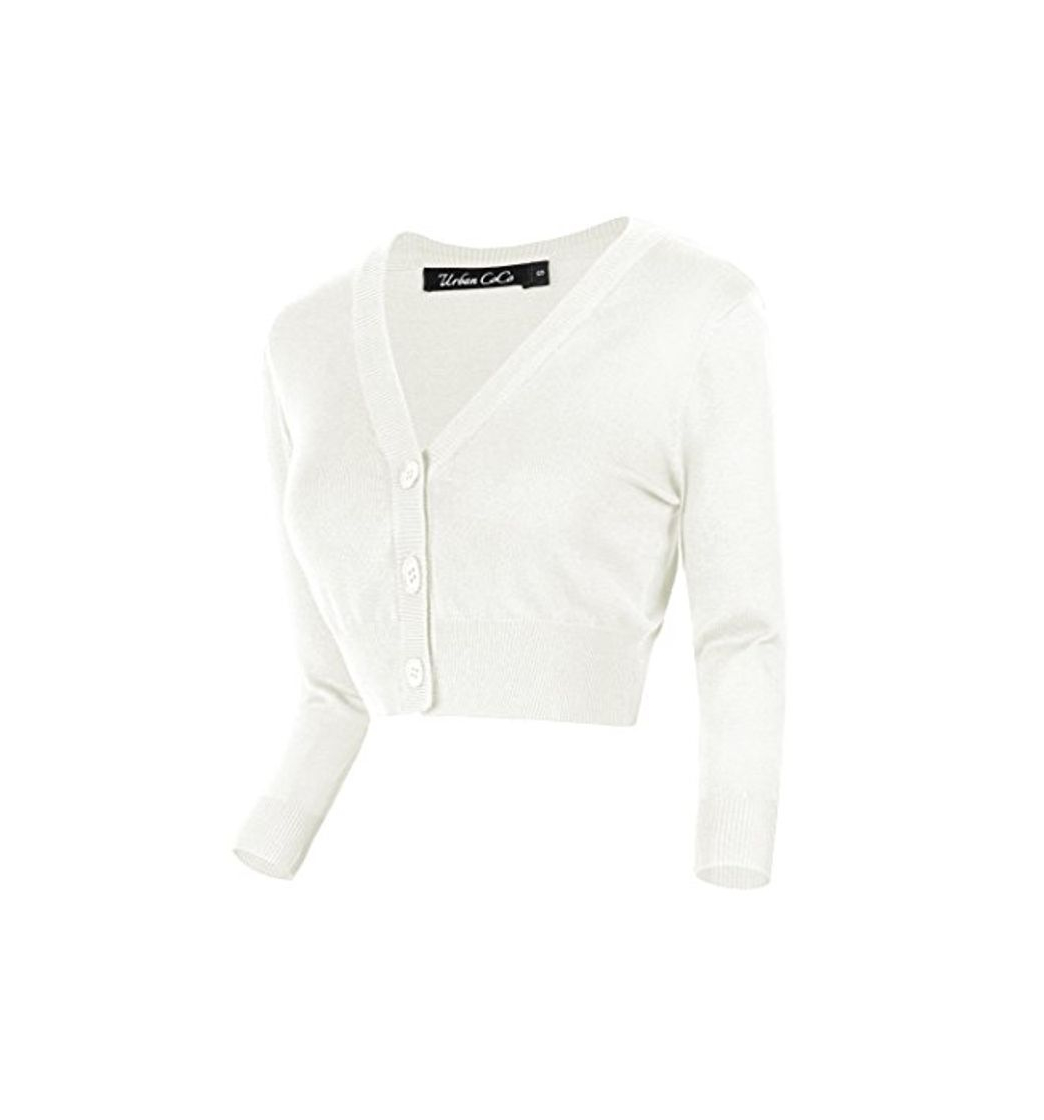 Social Urban GoCo Mujeres Chaqueta Corta Punto de Manga Larga Rebecas Escote en