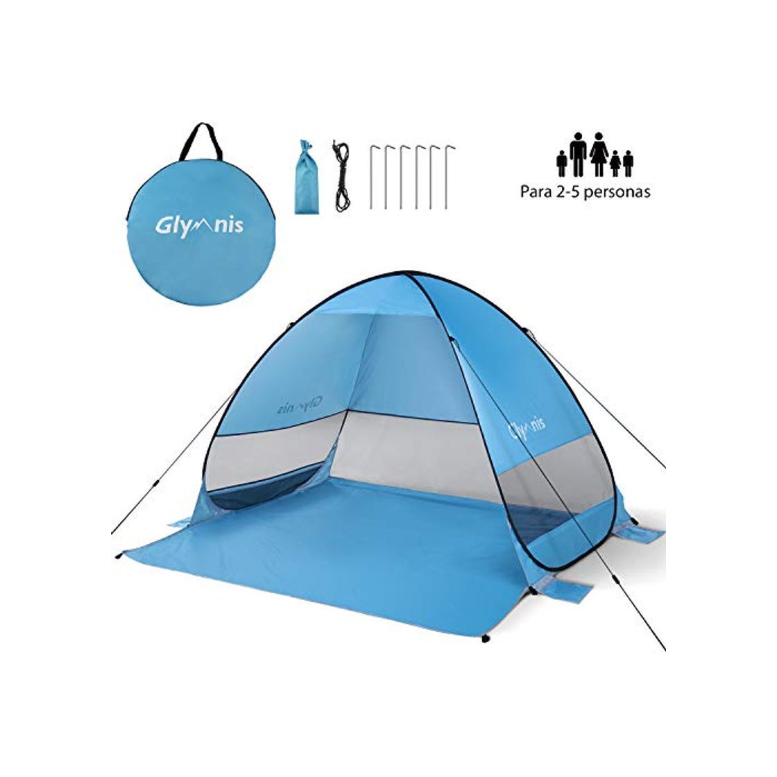 Social Glymnis Tienda de Playa Pop Up 2-5 Personas Tienda Instantánea Automática Tienda