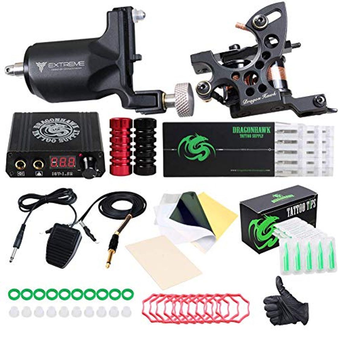 Belleza Dragonhawk Extreme Tattoo Kit 2 Pro Tattoo Machines Rotary Machine Coil Gun