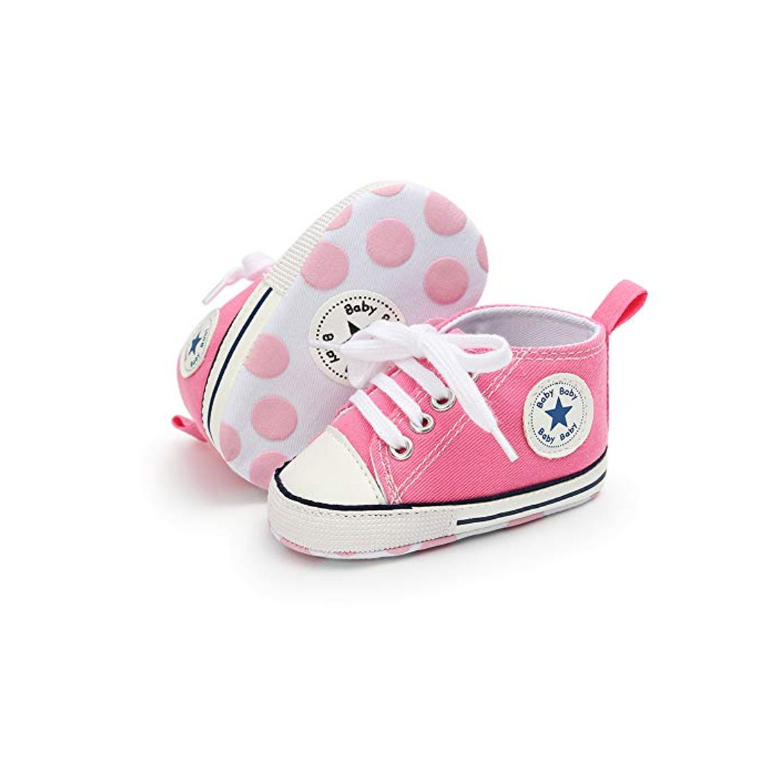 Product Babycute - Zapatillas de lona para bebé con suela suave y cordones