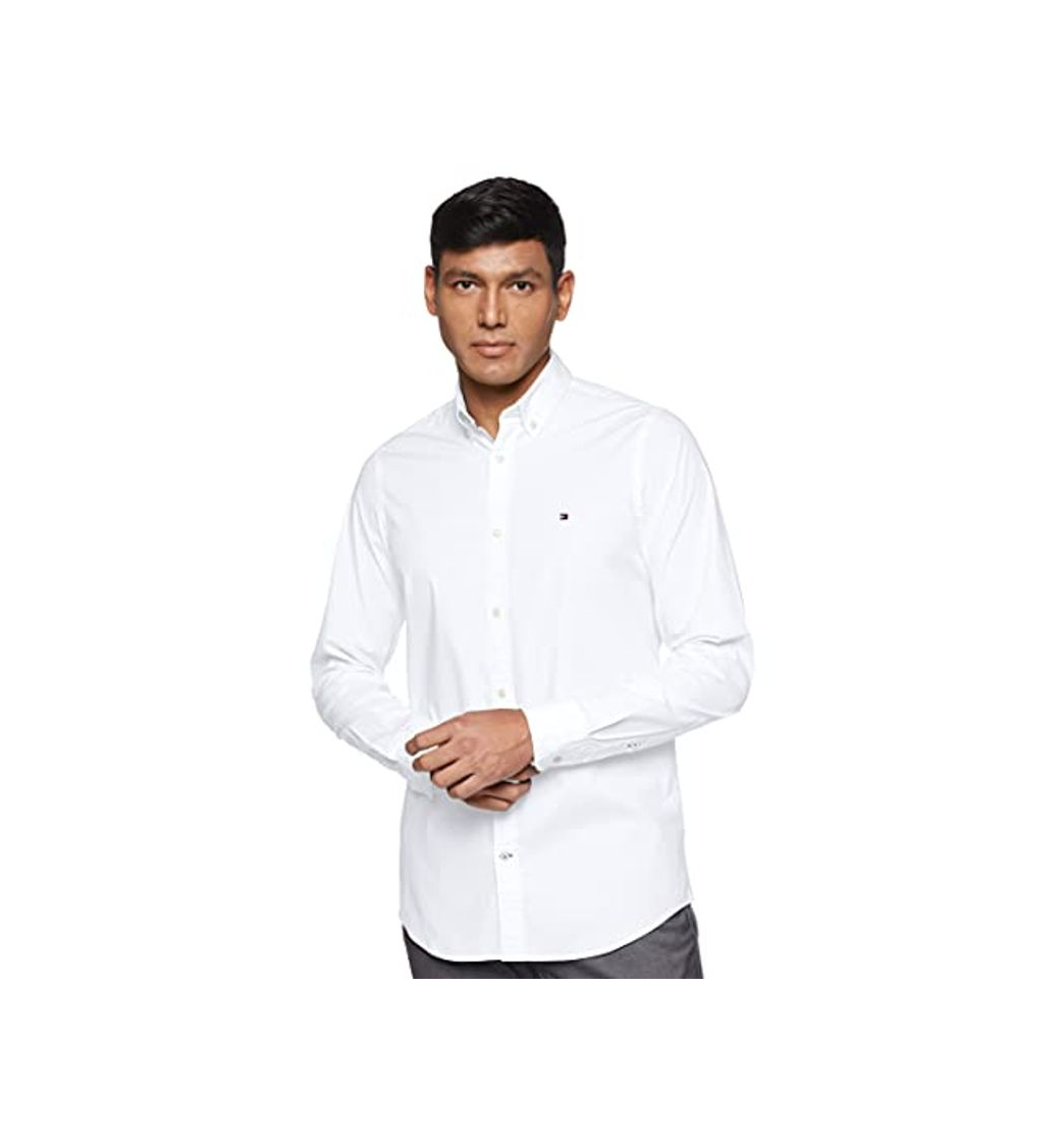 Social Tommy Hilfiger Core Stretch Slim Poplin Shirt Camisa, Blanco