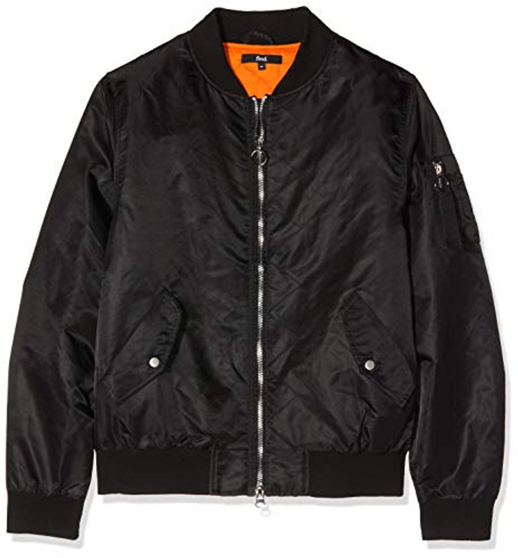 Fashion Marca Amazon - find. Cazadora Estilo Bomber para Hombre, Negro