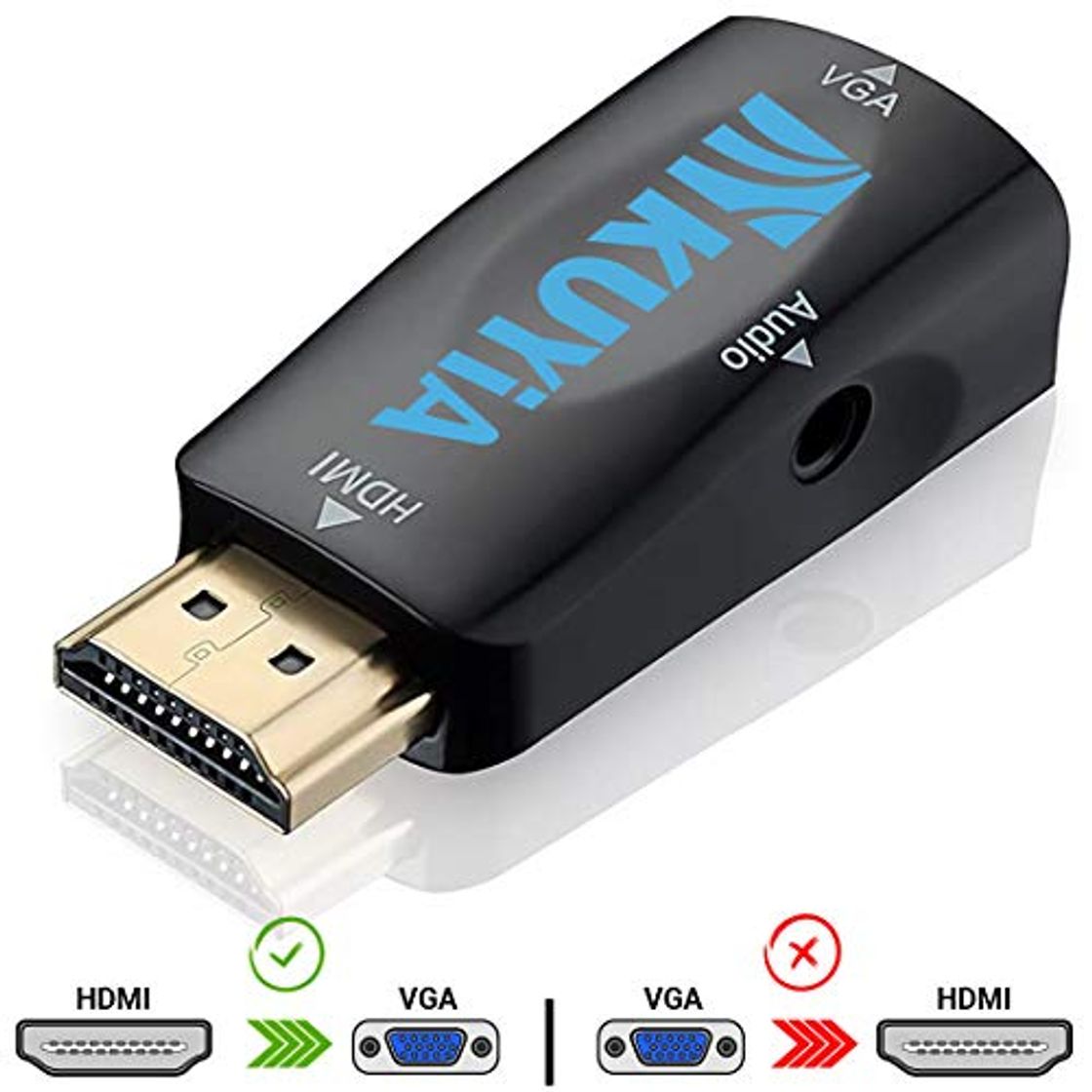 Productos KUYiA Adaptador HDMI a VGA, Chapado en Oro Macho a Hembra Convertidor