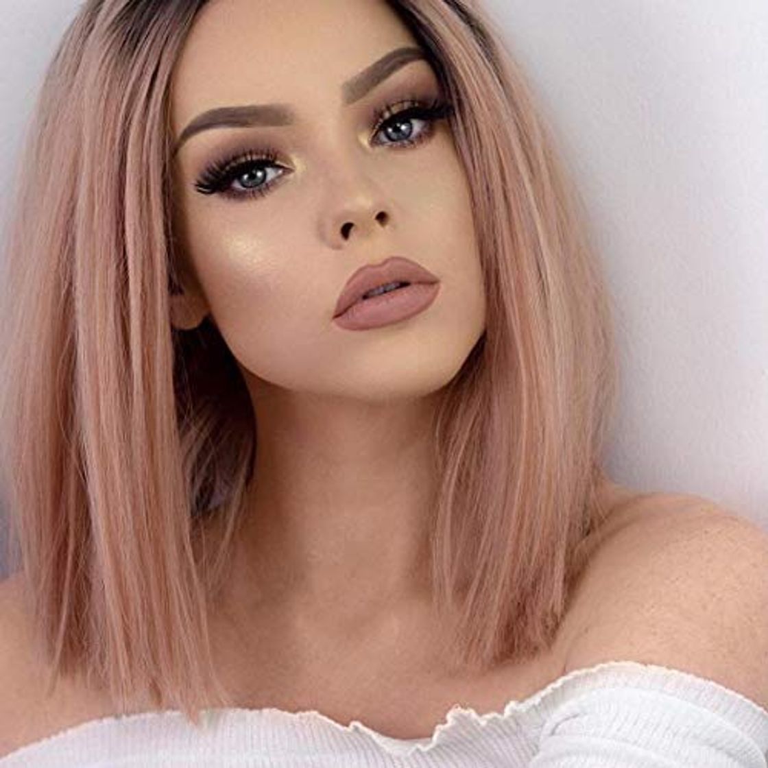 Productos Cosswigs Ombre Pink Wig for Women Short Bob Ombre Lace Front Wigs Heat Resistant Synthetic Hair Lace Wig 14inches