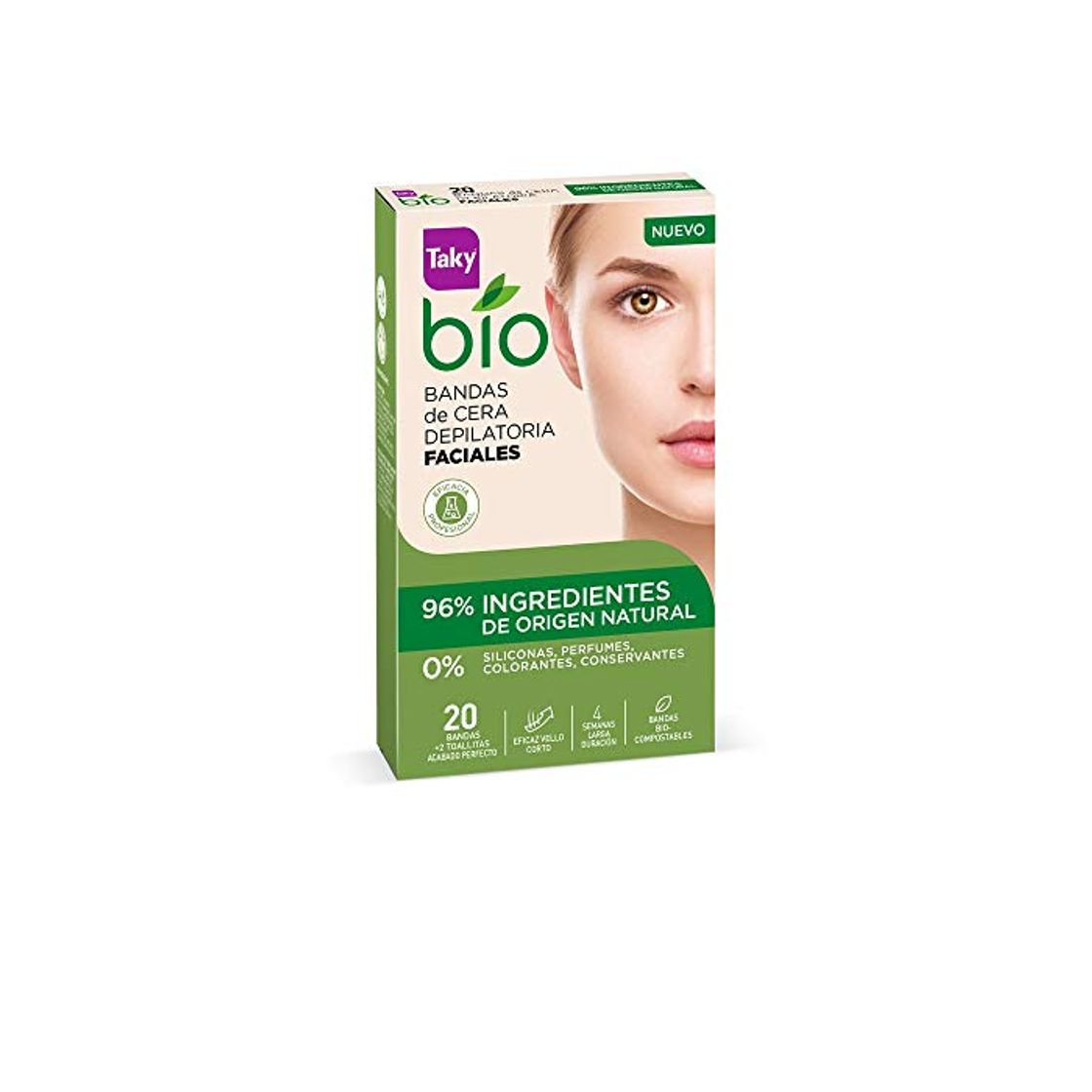 Productos Taky Bio Natural 0% Bandas De Cera Faciales Depilatorias 20 Uds. -