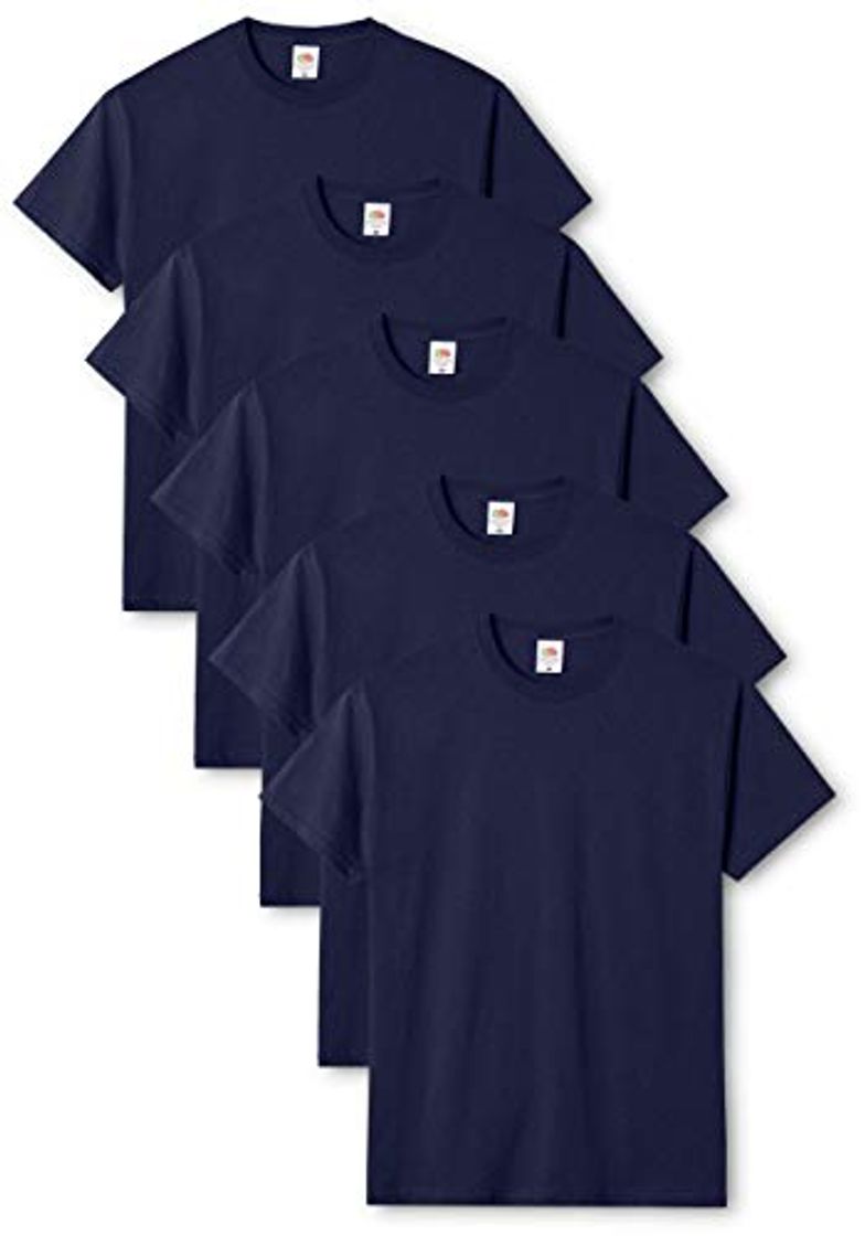 Fashion Fruit of the Loom Mens Original 5 Pack T-Shirt Camiseta, Azul