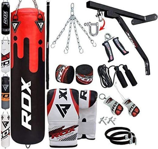 RDX Saco de Boxeo Relleno MMA Muay Thai Kick Boxing Artes Marciales con Soporte Pared Cadena Guantes 17PC 4FT 5FT Punching Bag