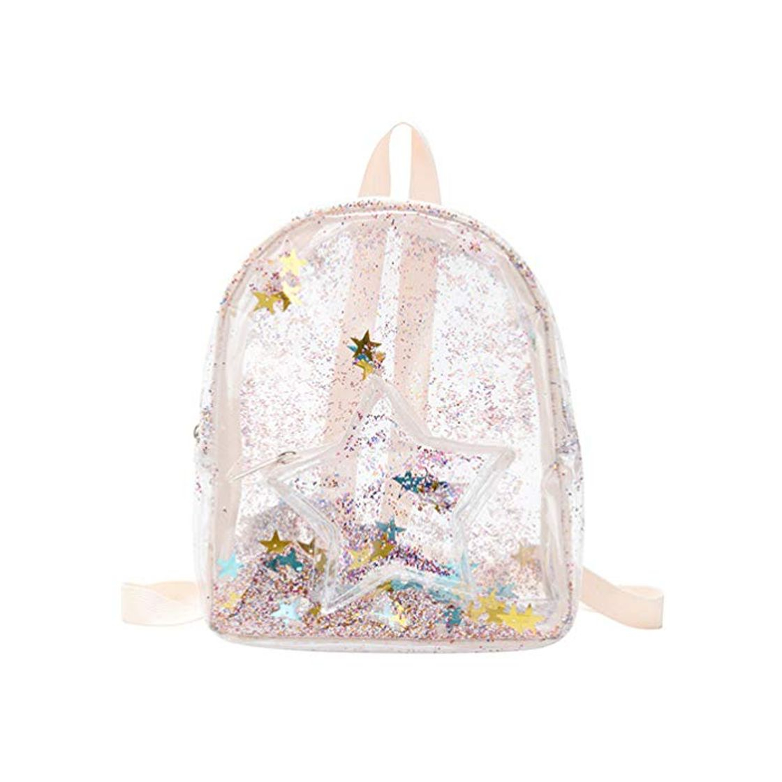 Fashion VALICLUD Mochila Transparente de Alta Resistencia Mochila de Lentejuelas Creativas de Estrella Mochila Transparente de PVC para Niños Niñas