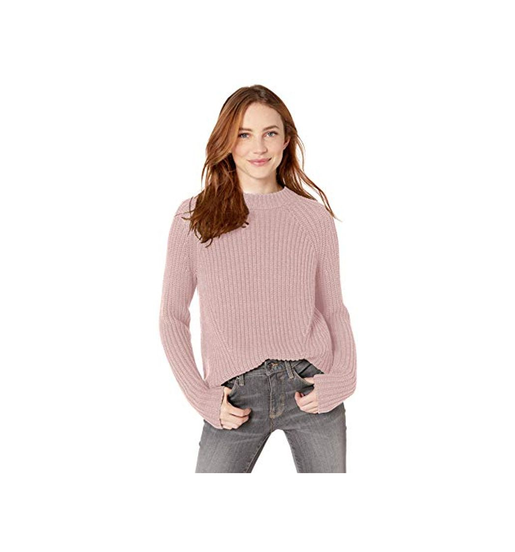 Fashion Goodthreads Cotton Half-Cardigan Stitch Mock Neck Sweater Sweaters, Rosado