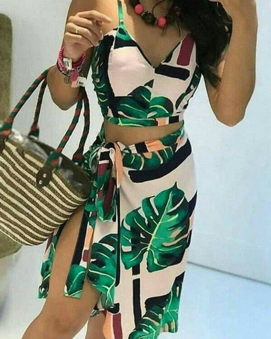 Social Top de corte impressão tropical 