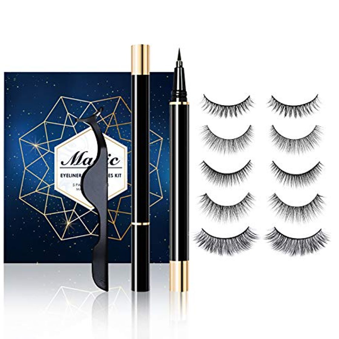 Products Pestañas Magneticas Delineador,3D Pestañas Postizas Magnéticas Reutilizables Kit Pestañas Eyeliner Magnetic Eyelashes