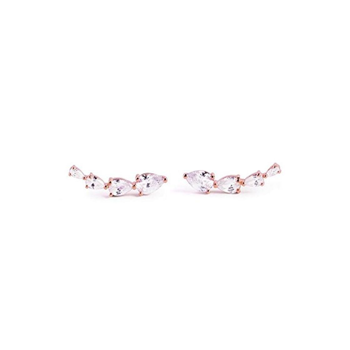 Producto SINGULARU ®Pendientes Blanc Oro Rosa para Mujer Plata de Ley 925 con baño de Oro Rosa de 18k