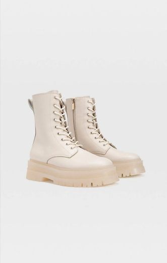 Lace-up flat ankle boots - Women's All | Stradivarius United Kingdom