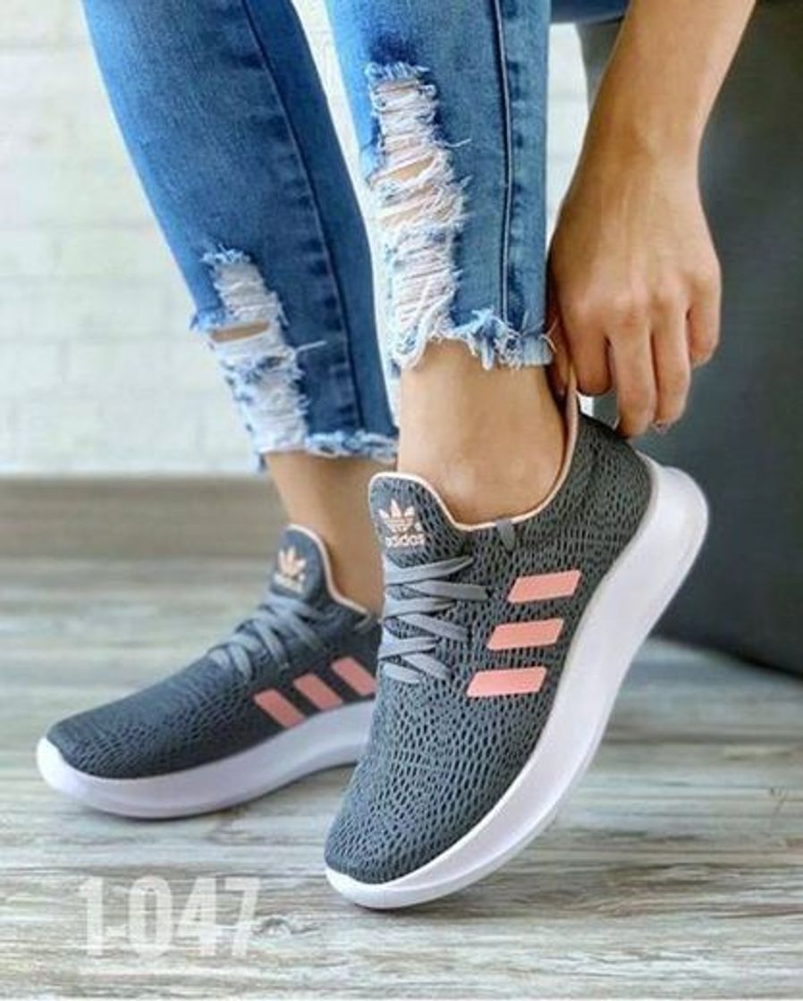 Fashion Adidas pop cinza e rosa feminino