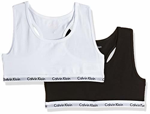 Fashion Calvin Klein 2pk Bralette Sujetador, White/Black 908, 152-164