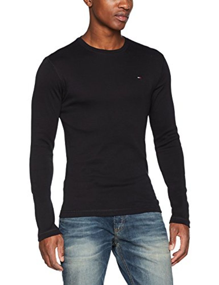 Social Tommy Jeans Hombre Original Rib Camisa Manga Larga  Negro