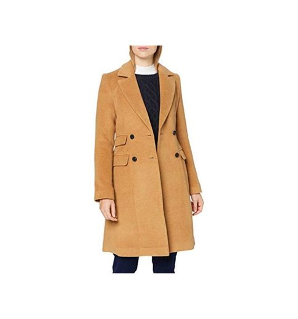 Moda Marca Amazon - MERAKI Abrigo de Lana Mujer, Beige