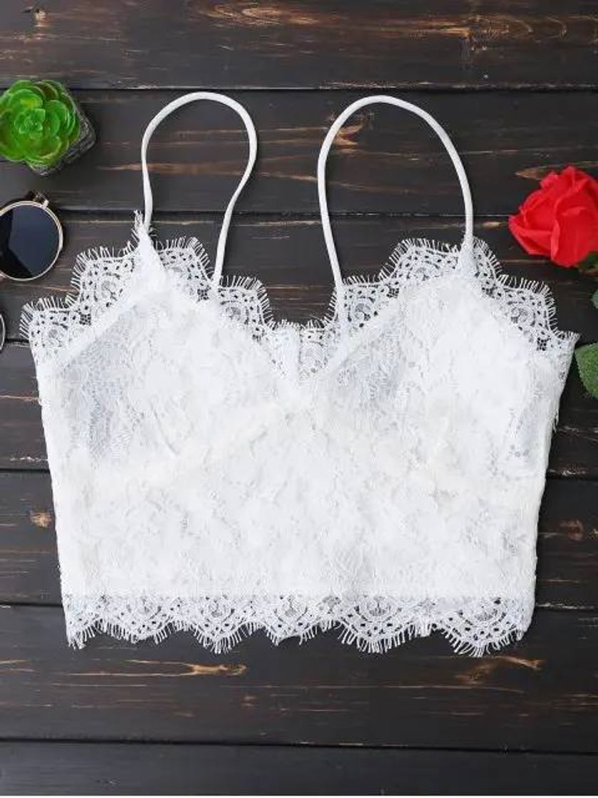 Moda Top Blanco Encaje 