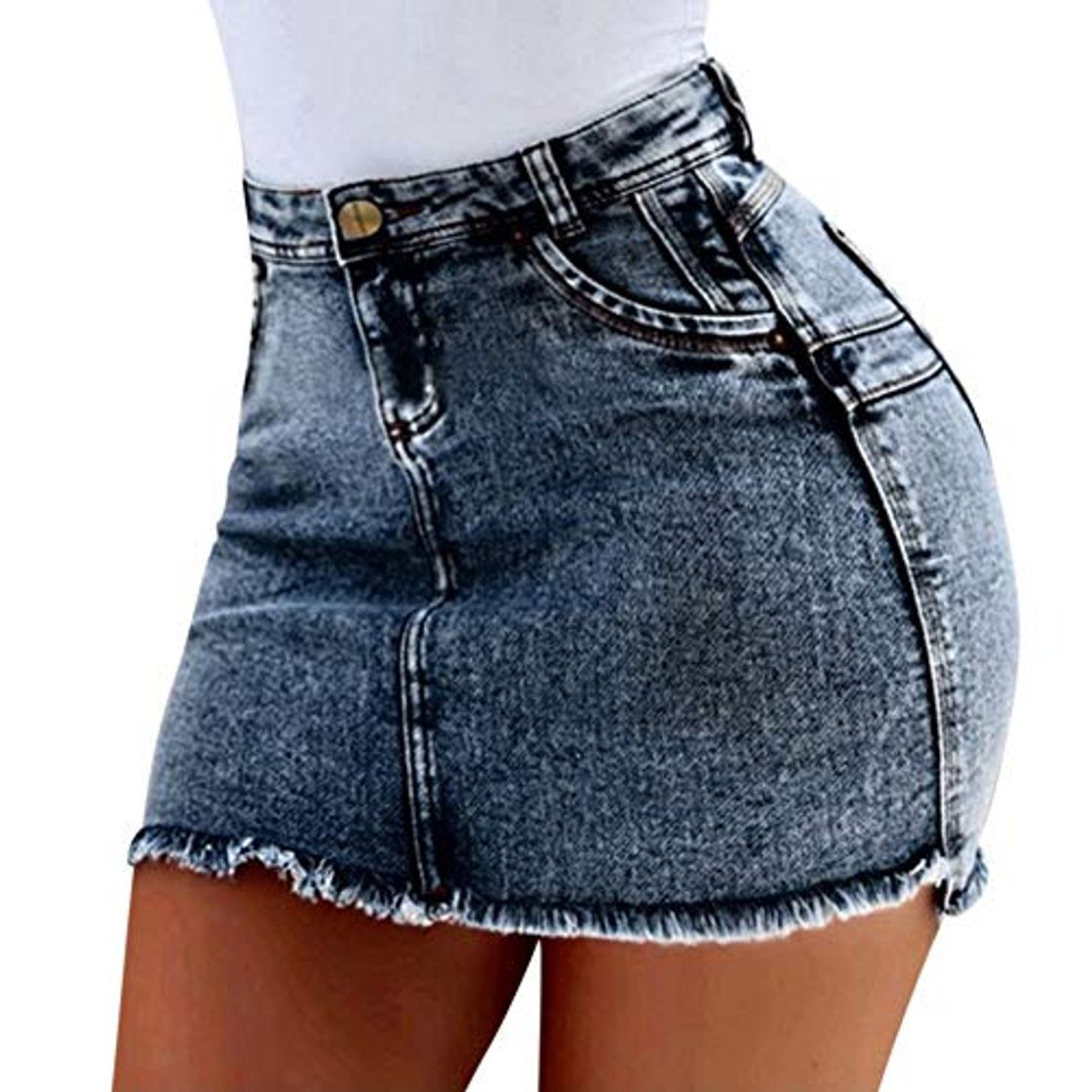 Fashion CCGKWW Falda De Mujer Faldas Saia Jeans Cortos De Verano para Mujer Denim Bolsillos Femeninos Lavado Mini Faldas De Mezclilla