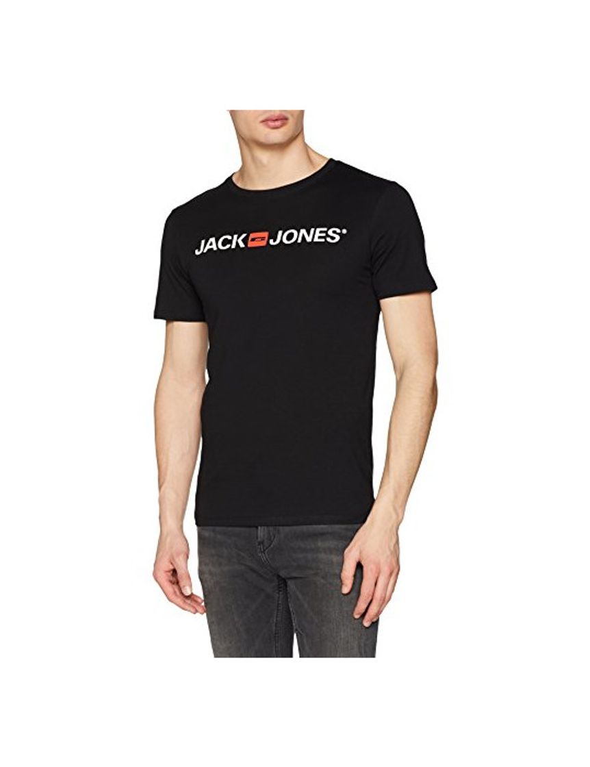 Fashion JACK & JONES Jjecorp Logo tee SS Crew Neck Noos Camiseta, Negro