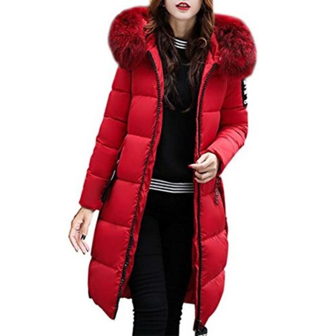 Fashion VENMO Mujer Invierno Casual Más Gruesa Abrigo Parkas Militar con Capucha Chaqueta