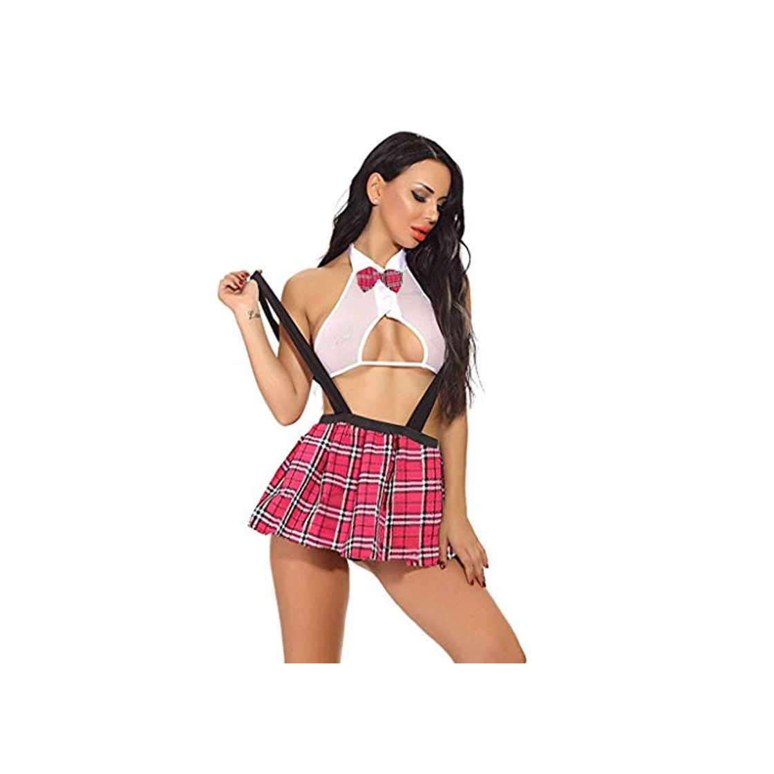 Moda FELZ Picardias Sexy Mujer Lenceria Nuevo Ropa Interior De Lencería de Encaje para Mujer Cosplay Camisón Uniforme Conjunto de Minifalda y Corbata De Celosía Picardias Mujer Sexy Tallas Grandes