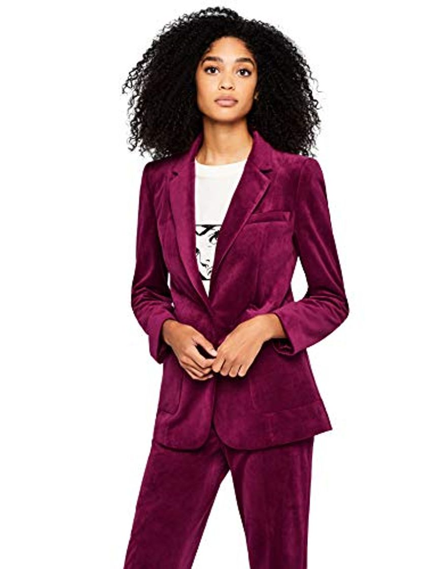 Moda Marca Amazon - find. Velvet Blazer - Chaqueta de traje Mujer, Rosa