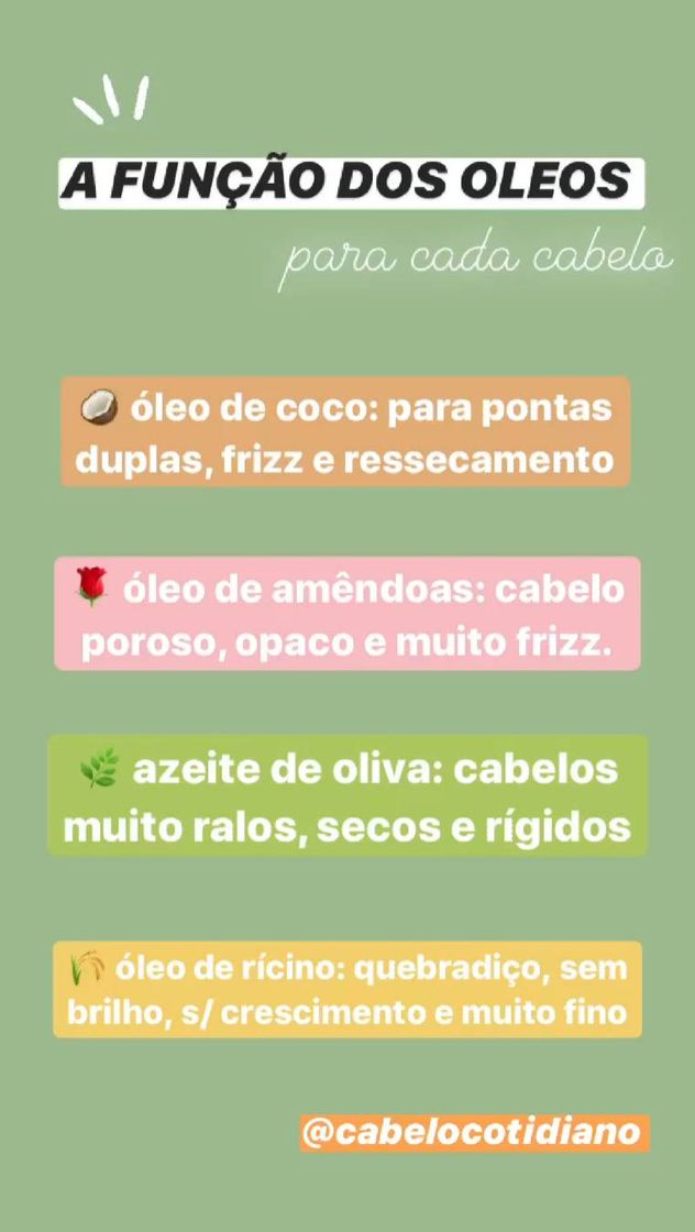 Fashion Função dos óleos