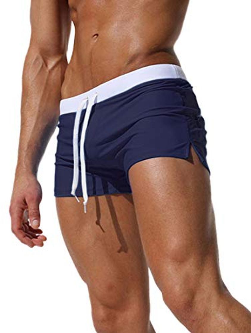 Moda Adorel Bañador de Natación Tipo Boxer con Forro para Hombre Navy M