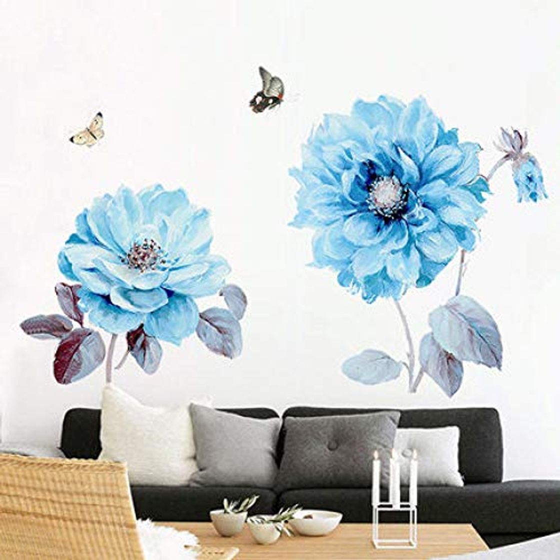 Home 80 * 130 Cm Romântico Flor Azul 3D Wallpaer Adesivo De Parede