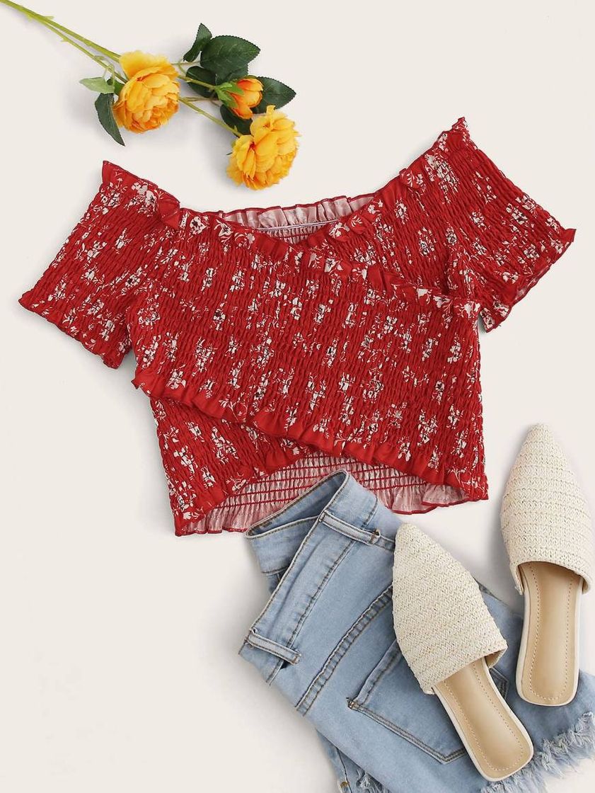 Moda Red floral top