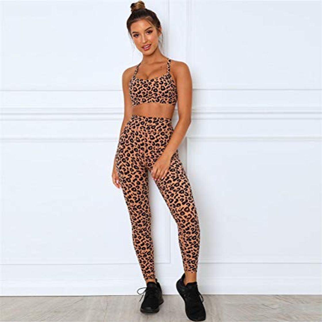 Fashion Hbao Conjunto de Yoga sin Costuras con Estampado de Leopardo para Mujer