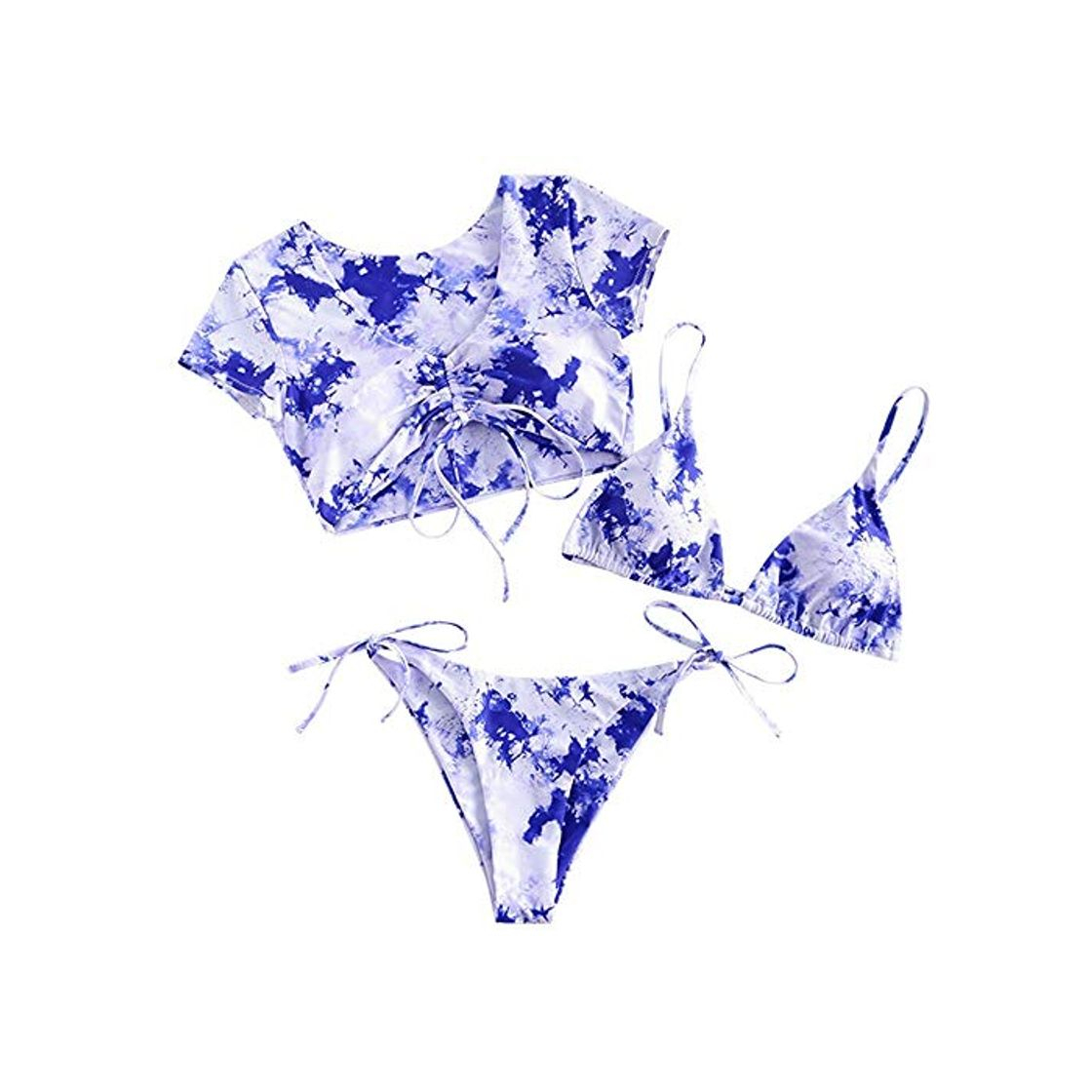 Fashion ZAFUL Bikini de triángulo para mujer de Tie Dye azul