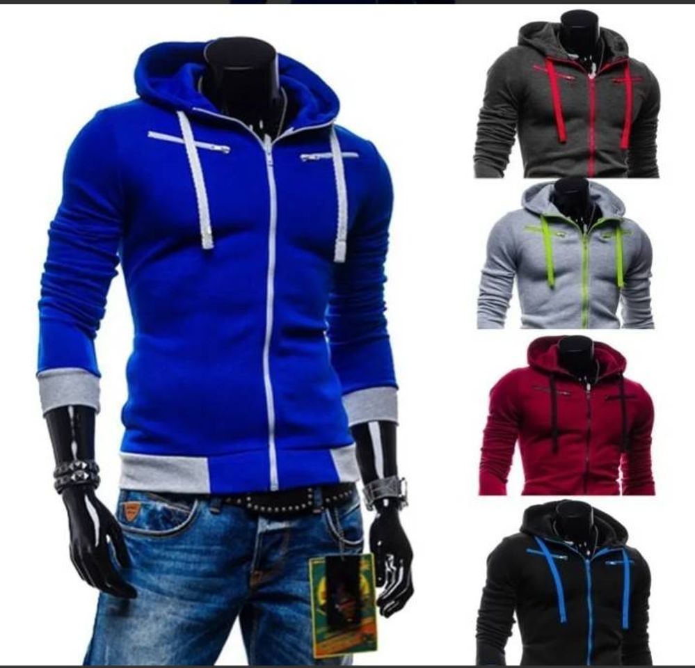 Fashion Hoodie Sudadera Slim Fit Contrast Zipper Envio Inmediato Env