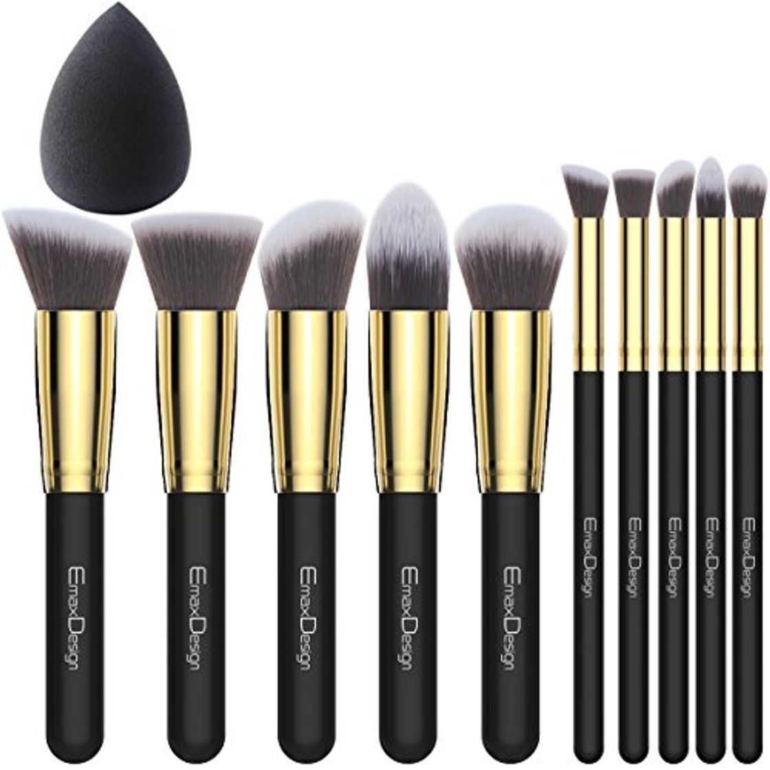 Social EmaxDesign - Juego de brochas de maquillaje kabuki de fibra sintética para