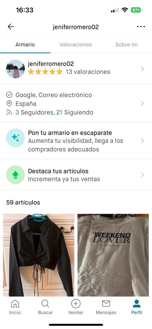 Moda Mi perfil de Vinted