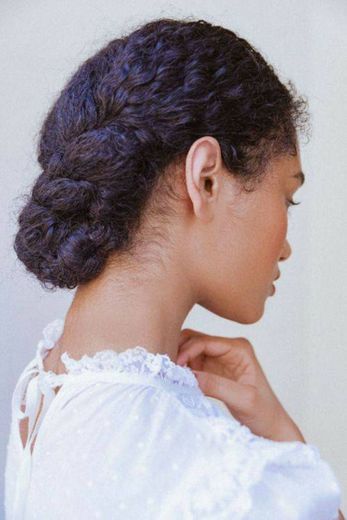 curly hair tied up