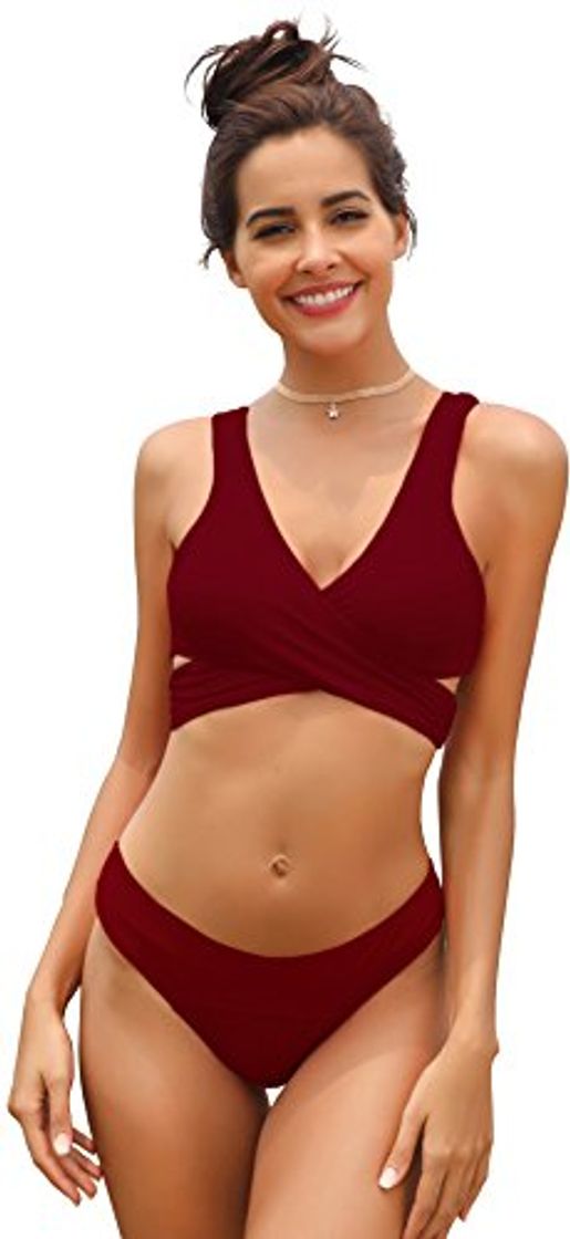 Moda SHEKINI Biquini único para Mujer Conjunto de baño Dividido Monocromo con Bikini