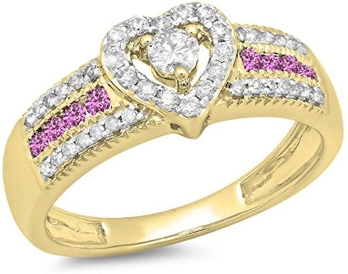 Social DazzlingRock - Anillo de compromiso de oro blanco de 14 quilates con