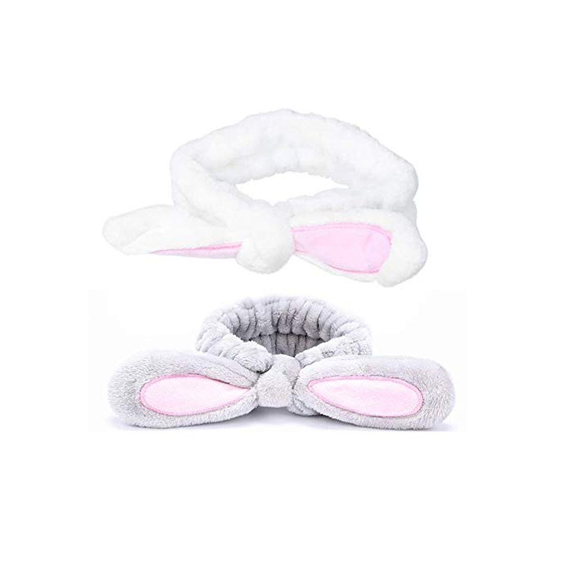 Product 2Pcs Bunny Ear Headbands Soft Hair Band Elastic Hair Loop Cute Turban Hairbands Headwear Hair Accessories for Washing Face Spa Yoga Sports Shower Beauty Facial Skincare Makeup