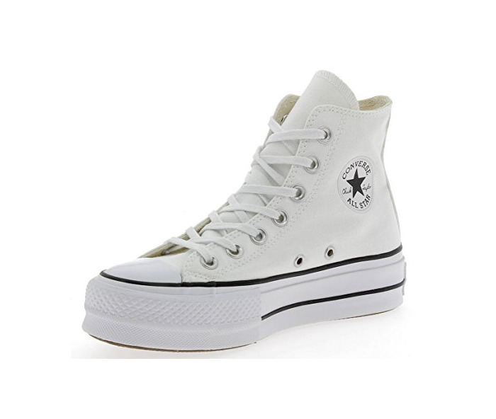 Moda Converse Chuck Taylor CTAS Lift Hi, Zapatillas para Niñas, Blanco