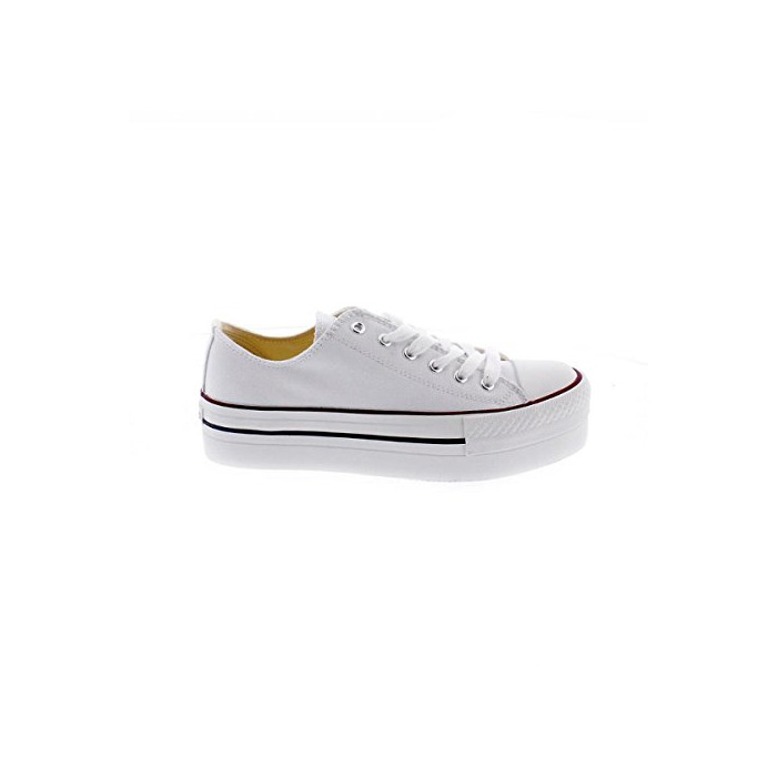 Moda Victoria Basket Lona Plataforma Autoclave, Zapatillas para Mujer, Blanco