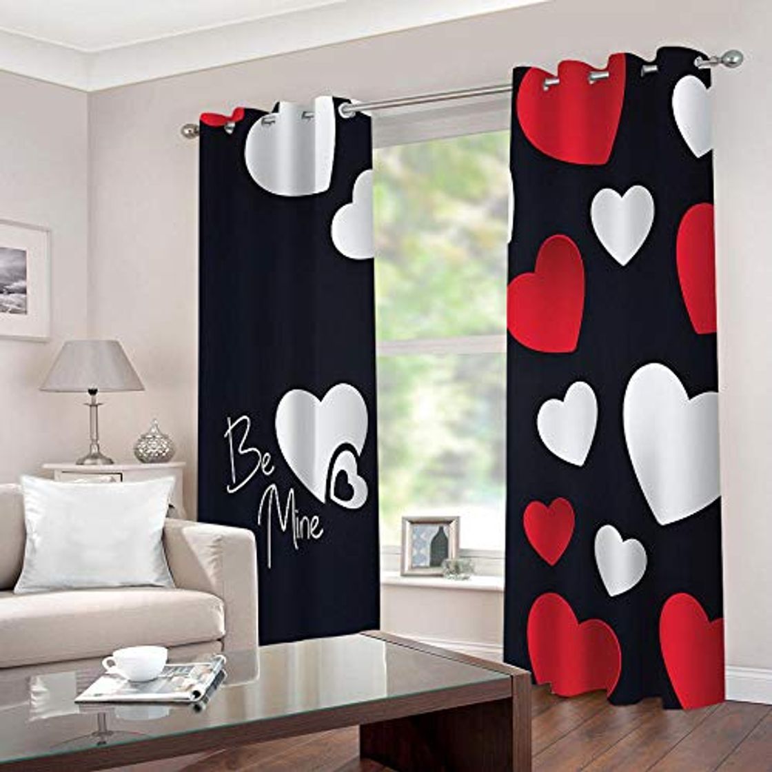 Social WAFJJ Juego de 2 Cortinas Rojo Blanco y Amor para Dormitorio Salón
