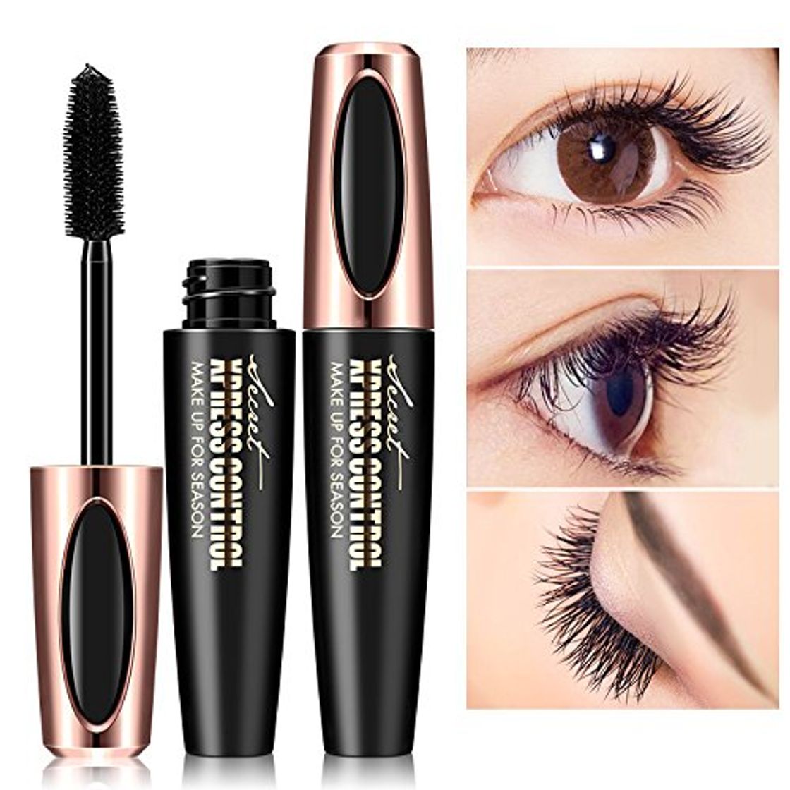 Belleza Mallalah 4D Fibra de Seda Pestañas Negro Impermeable Máscara Extensión Maquillaje Pestañas