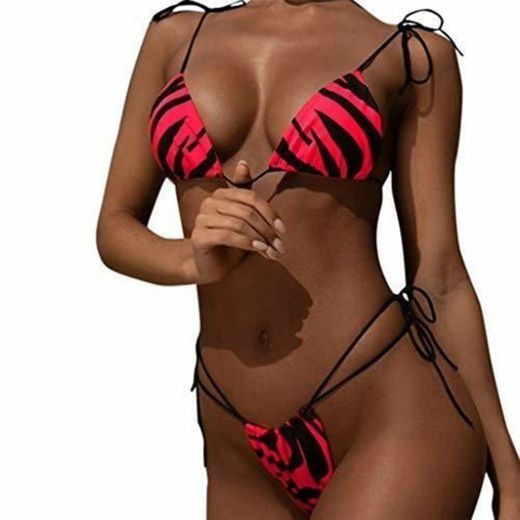 riou Bikinis Mujer 2019 Push up Bikini de Tres Puntos con Estampado