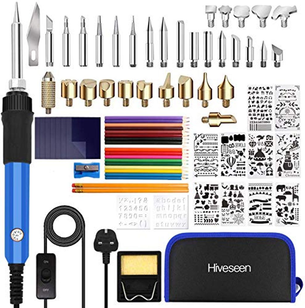 Product Hiveseen 76PCs Kit Pirograbador de Madera, 60W Temperatura Regulable