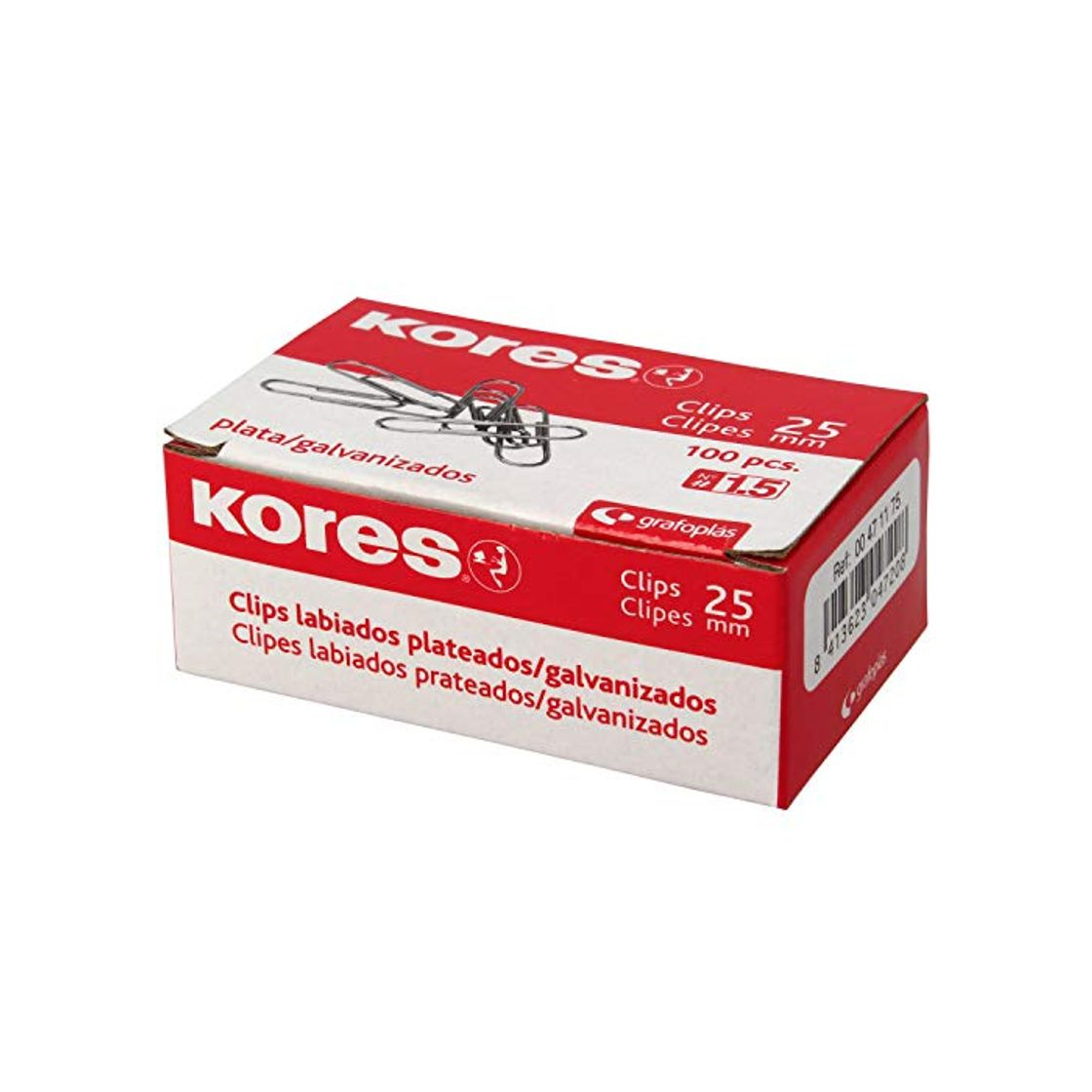 Social Kores 471175 Caja de Clips Galvanizados, Plateado, Nº 1.5
