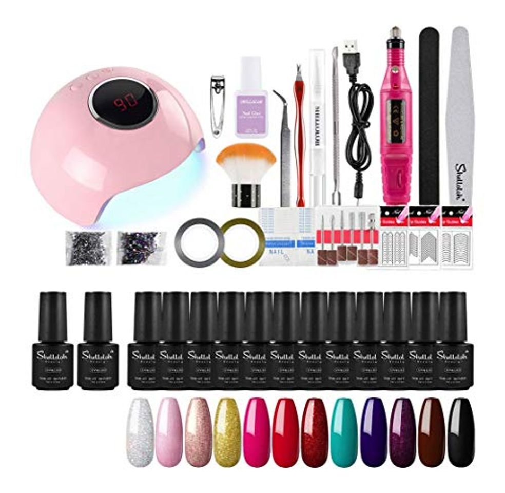 Social Shelloloh 12pcs Kit de Esmaltes Semipermanentes Esmaltes en Gel Uñas Soak off