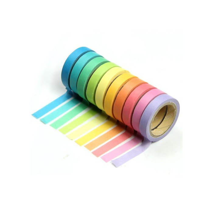 Home 10Rollos Westeng Pegatinas Cintas Decorativas Washi Tape Arco Iris Rollos De Manualidades